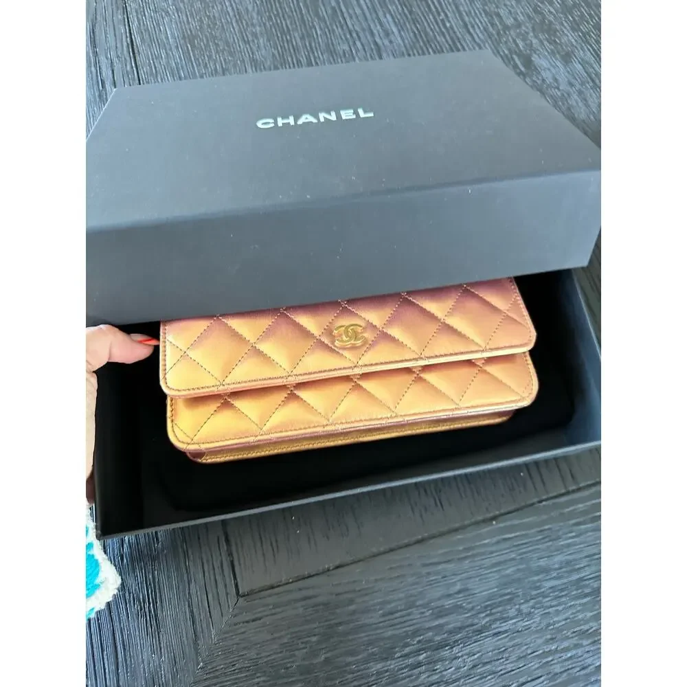 Chanel NWT gold  metalic cardholder wallet